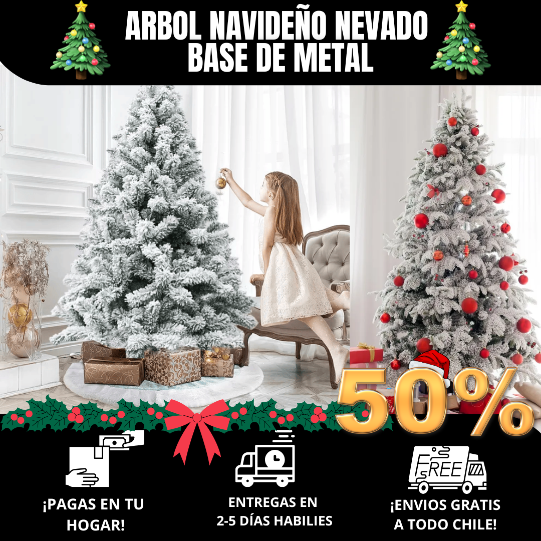 Árbol Navidad Efecto Nevado Base metal