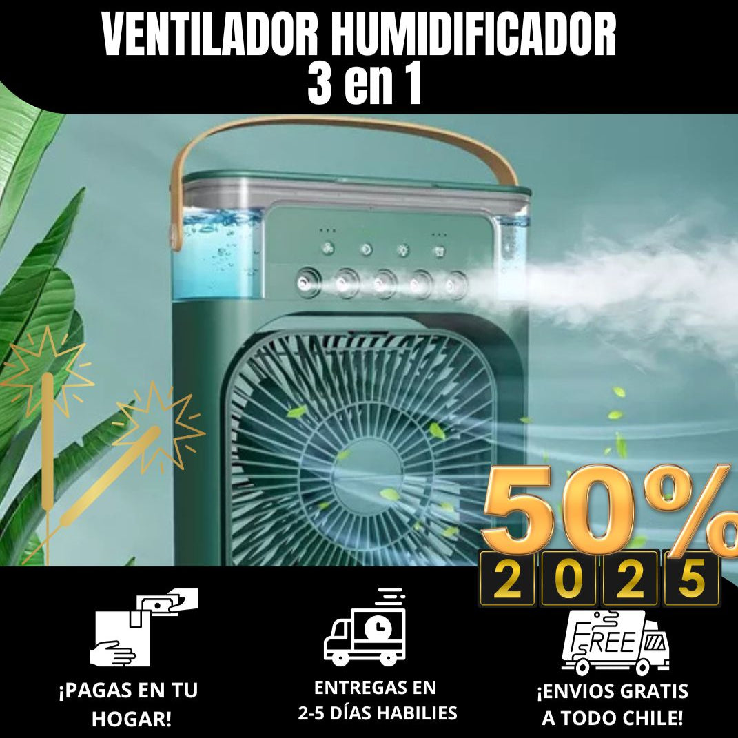 Convierte Cualquier Espacio En Un Oasis | Ventilador Humidificador 3 En 1🧊🍃 |Envíos a Todo Chile