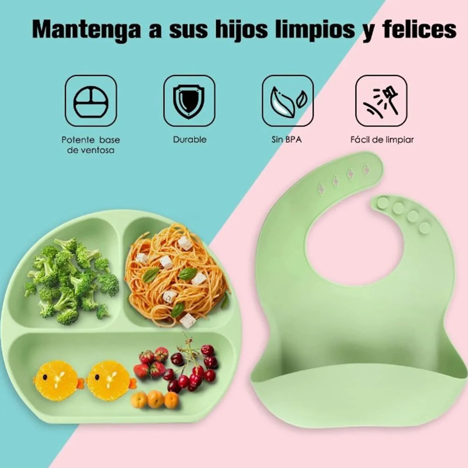 Horas De Comer Más Fáciles |Set Vajilla de Silicona para Bebé👶| Envío Gratis